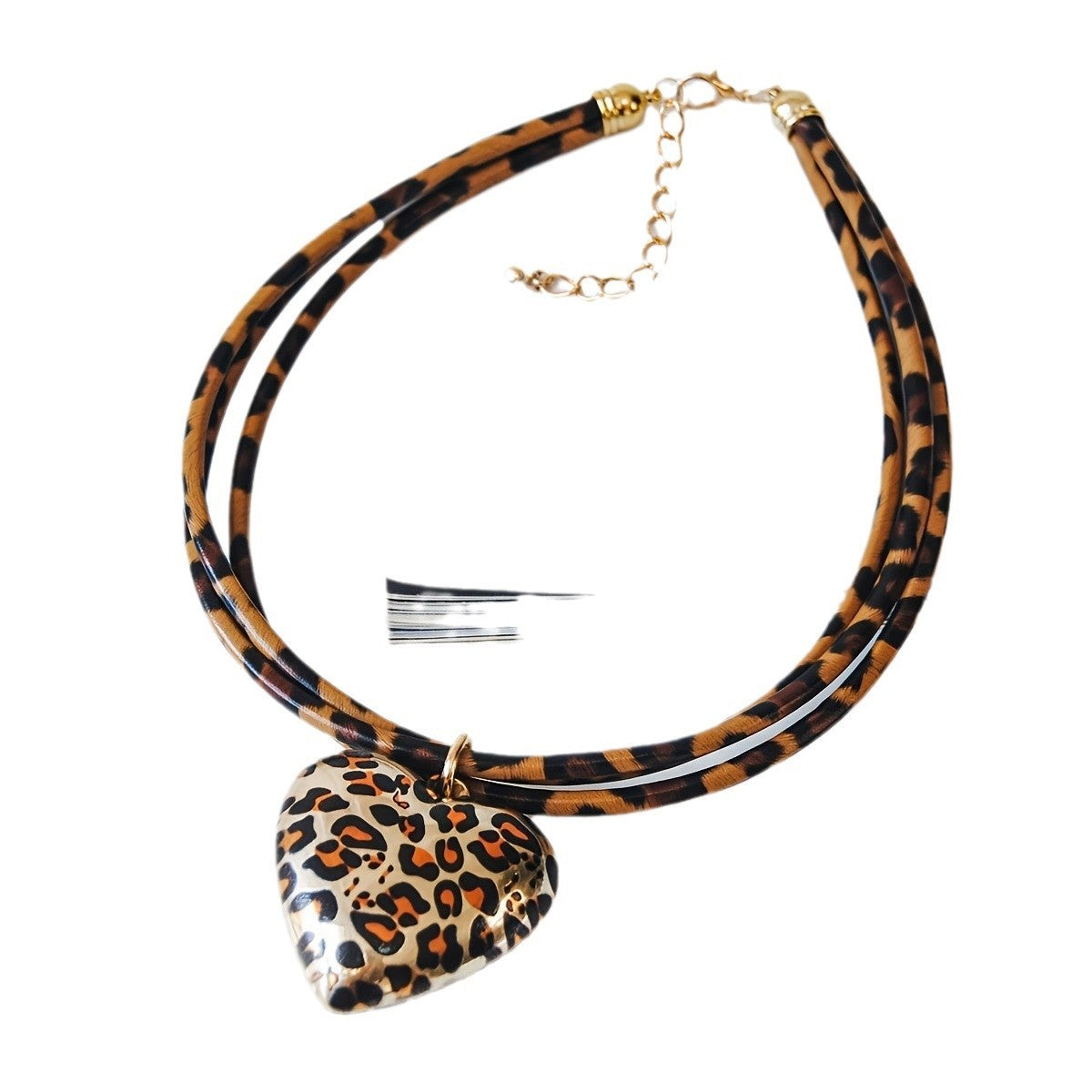 Love Leopard Pendant Multi-layer Leather String Necklace